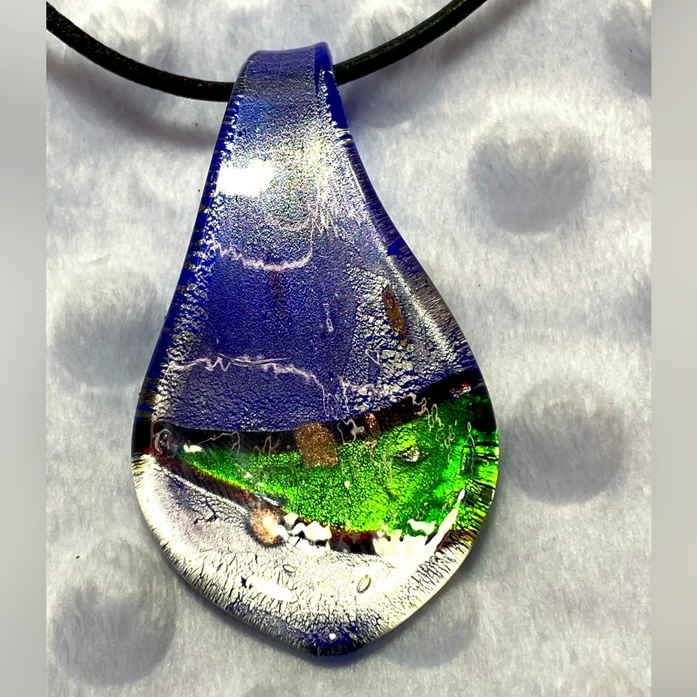 Glass Necklace on leather cord
